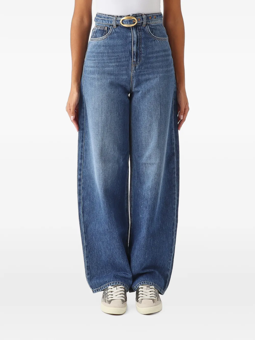 TWINSET belted wide-leg jeans - Blu