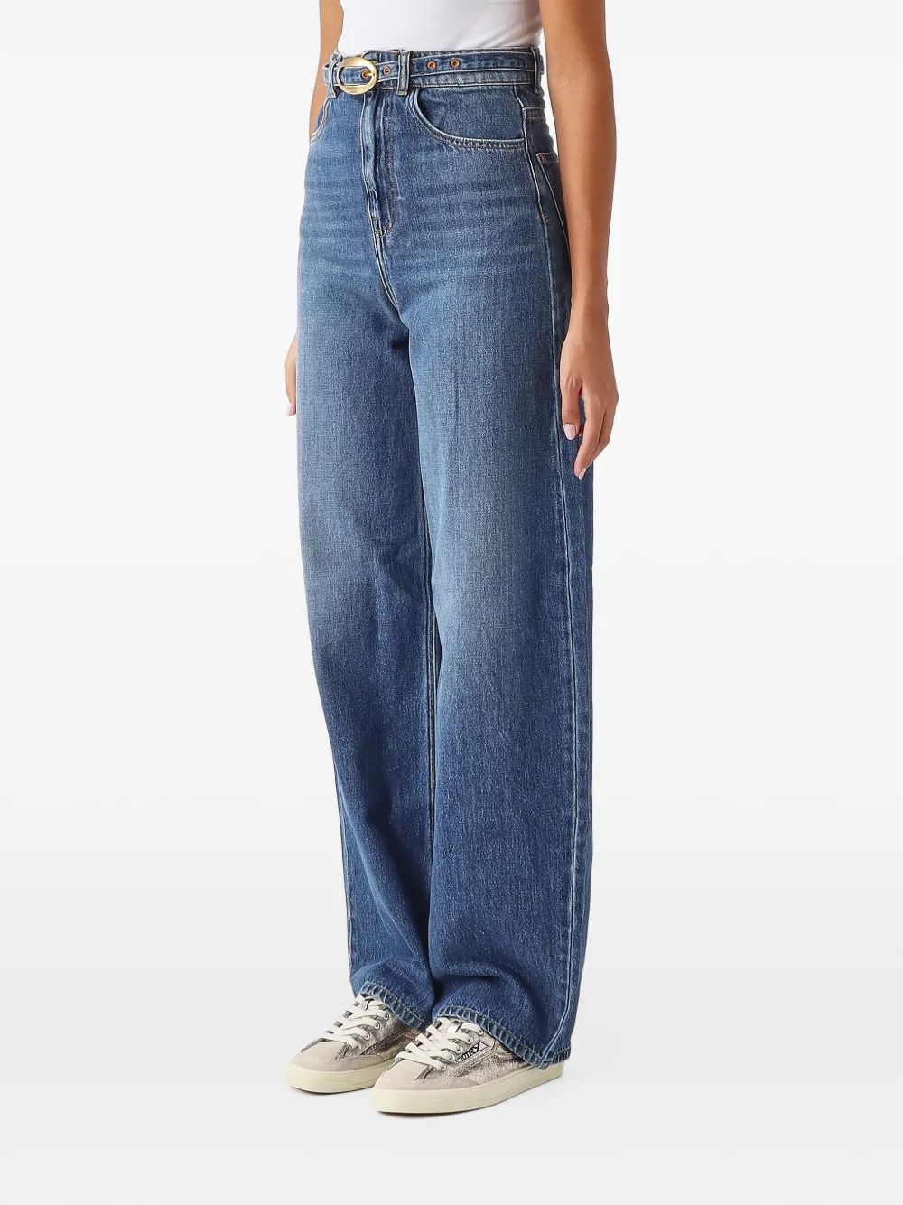 TWINSET belted wide-leg jeans Blauw
