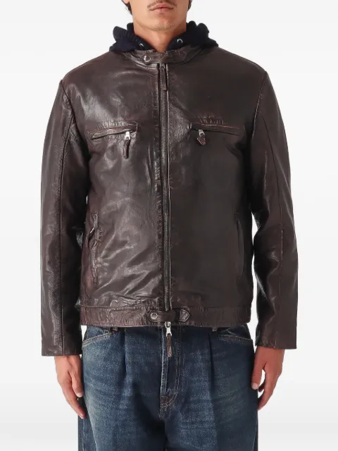 THE JACK LEATHERS Moreno distressed-effect leather jacket