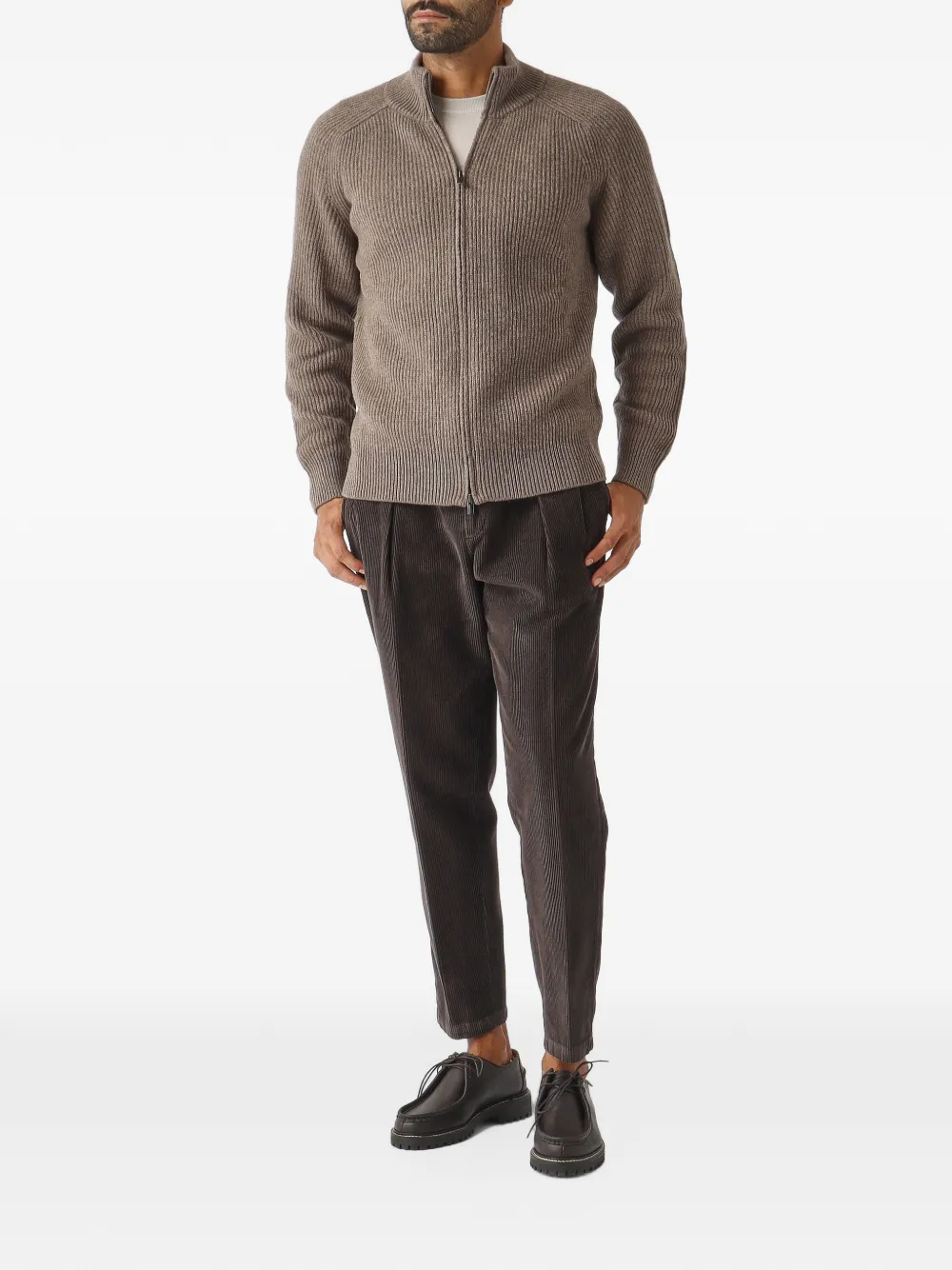 Filippo De Laurentiis ribbed-knit raglan-sleeve cardigan Bruin