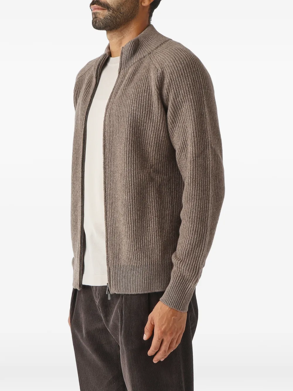 Filippo De Laurentiis ribbed-knit raglan-sleeve cardigan Bruin