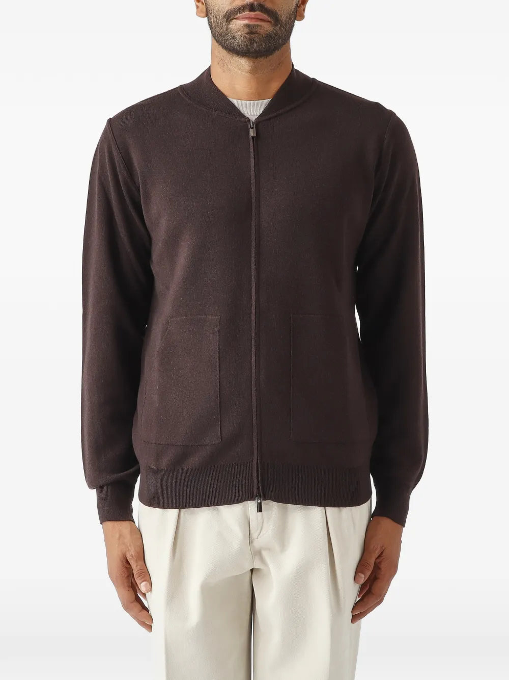 Filippo De Laurentiis zip-up cardigan Bruin
