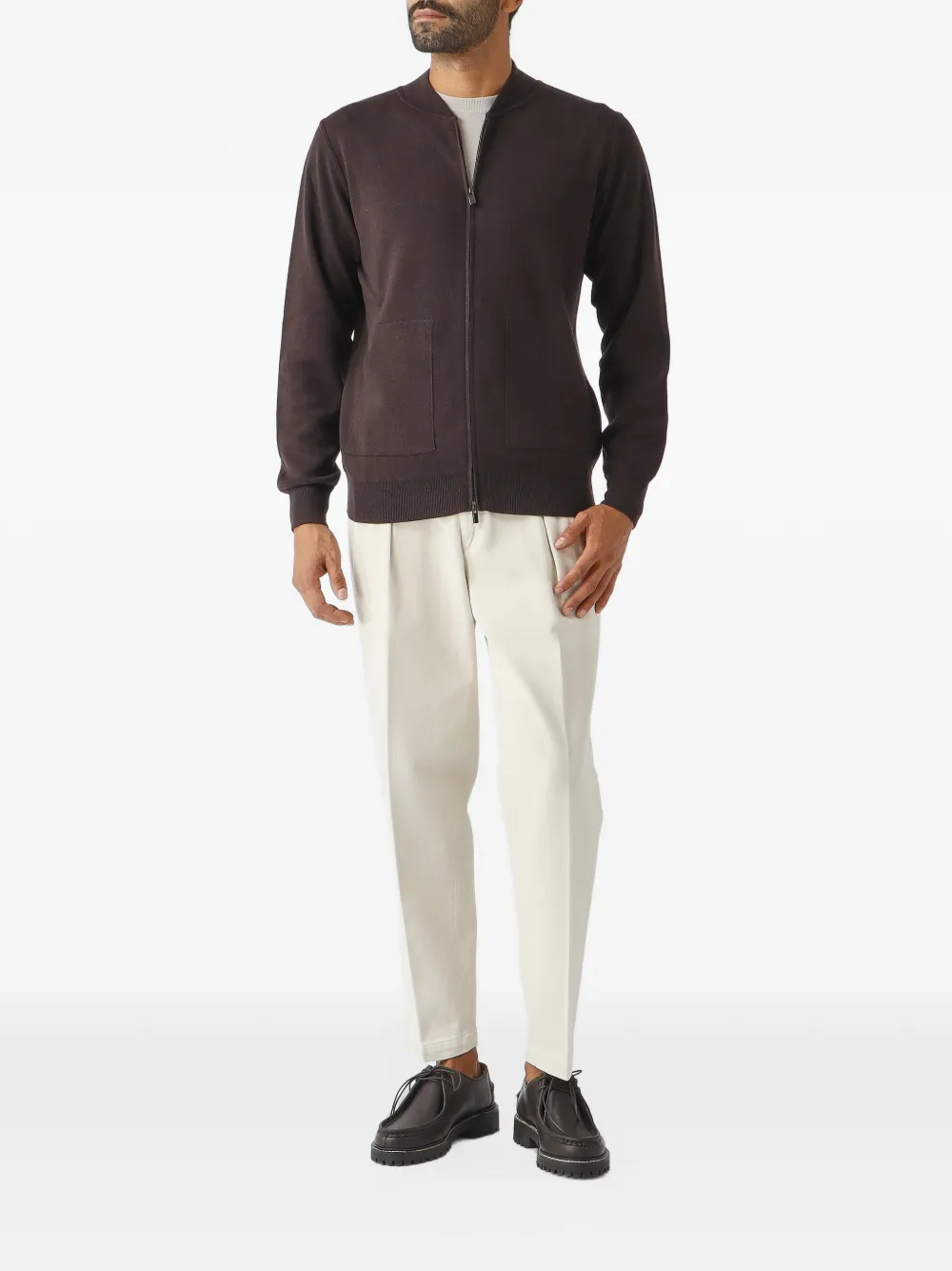 Filippo De Laurentiis zip-up cardigan Bruin