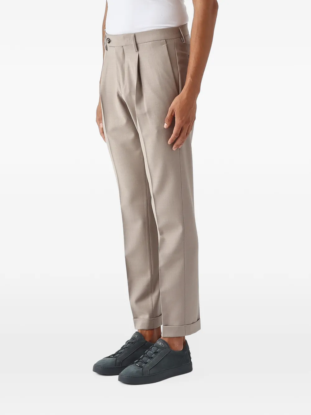 michael coal Frederick pleated-detail turn-up trousers Beige