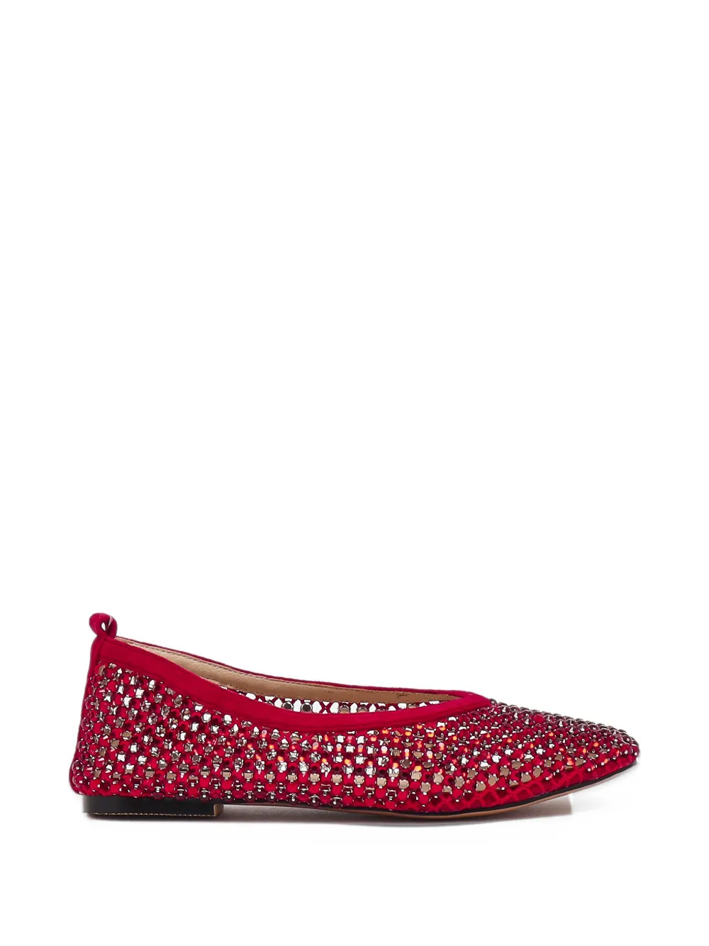 TWENTY FOURHAITCH crystal-embellished mesh ballet flats - Rosso