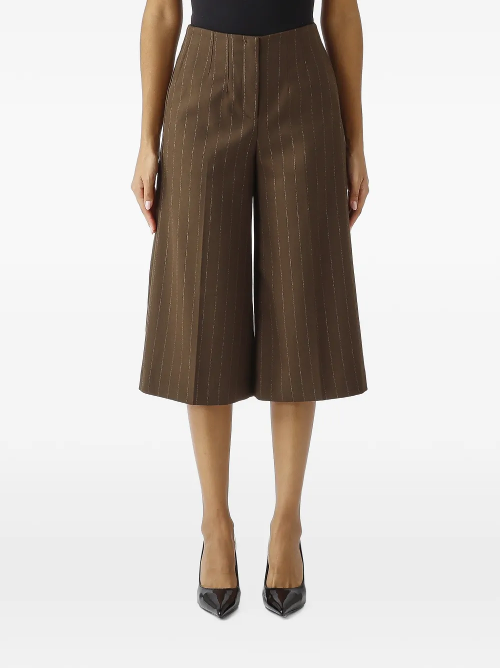 Nenette pinstripe-pattern pleated shorts - Green