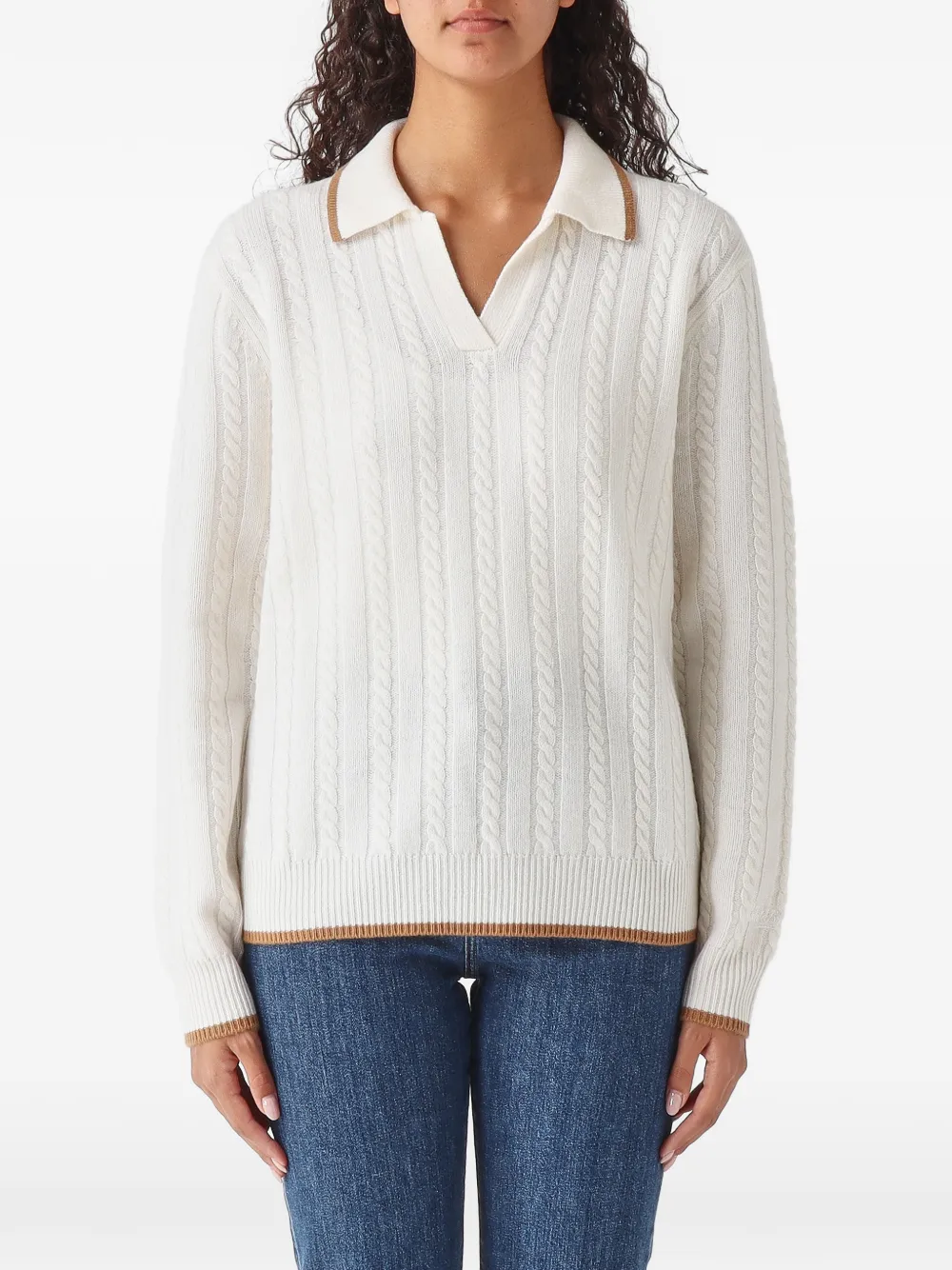 MC2 Saint Barth Clichy wool polo collar knit with pointelle stitch