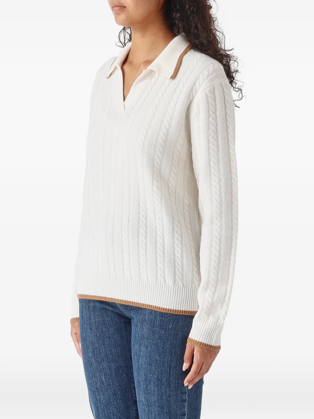 MC2 Saint Barth Clichy wool polo collar knit with pointelle stitch