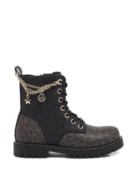 Michael Kors Kids Kalina Charm monogram-print glitter boots