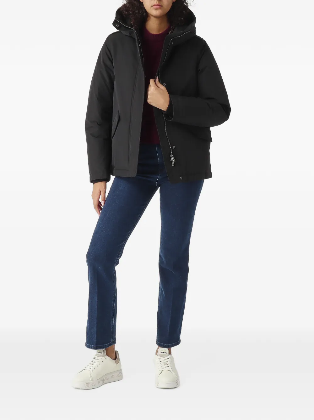 Woolrich hooded padded jacket Zwart