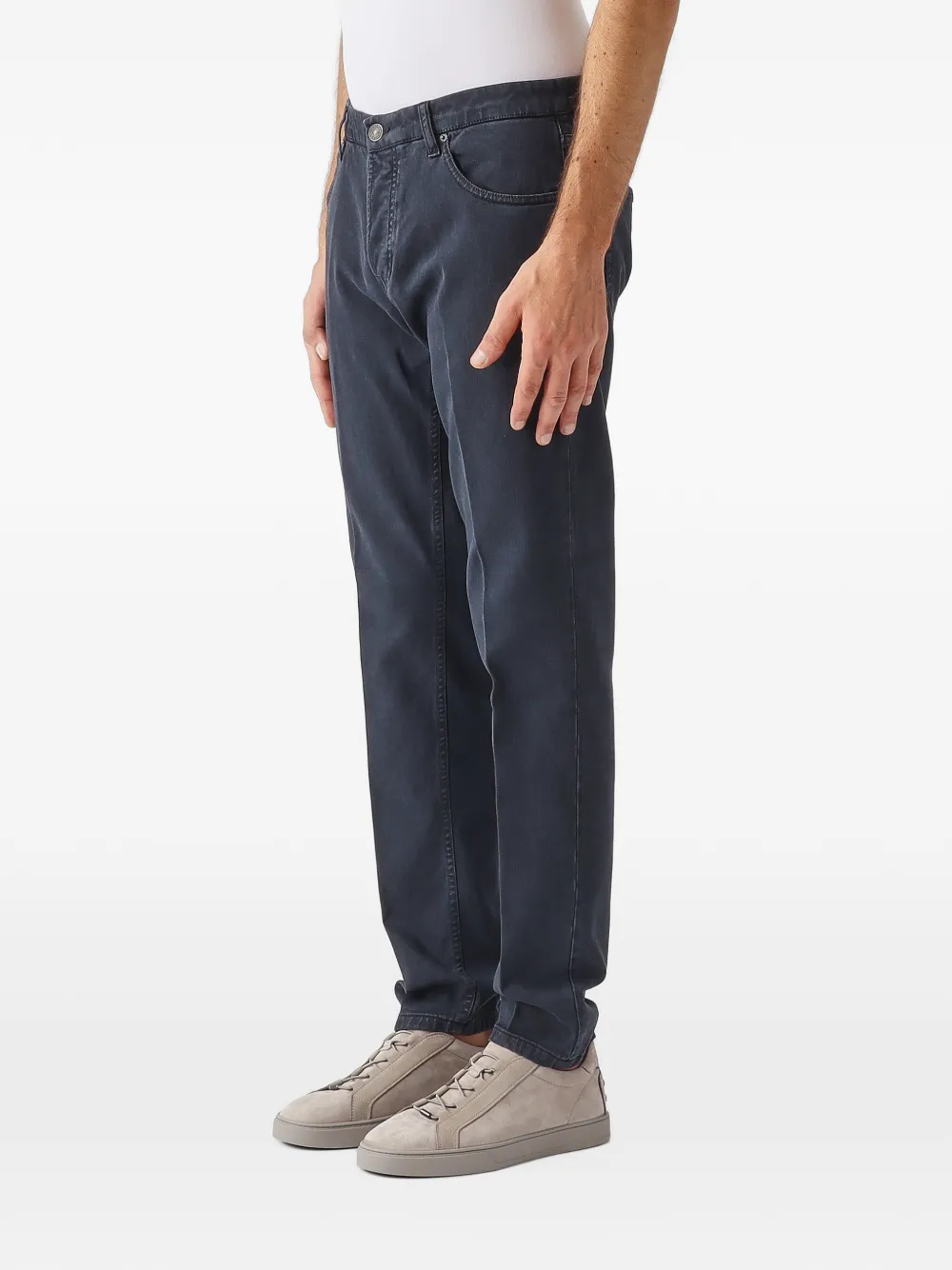 michael coal David pressed-crease slim-fit trousers Blauw
