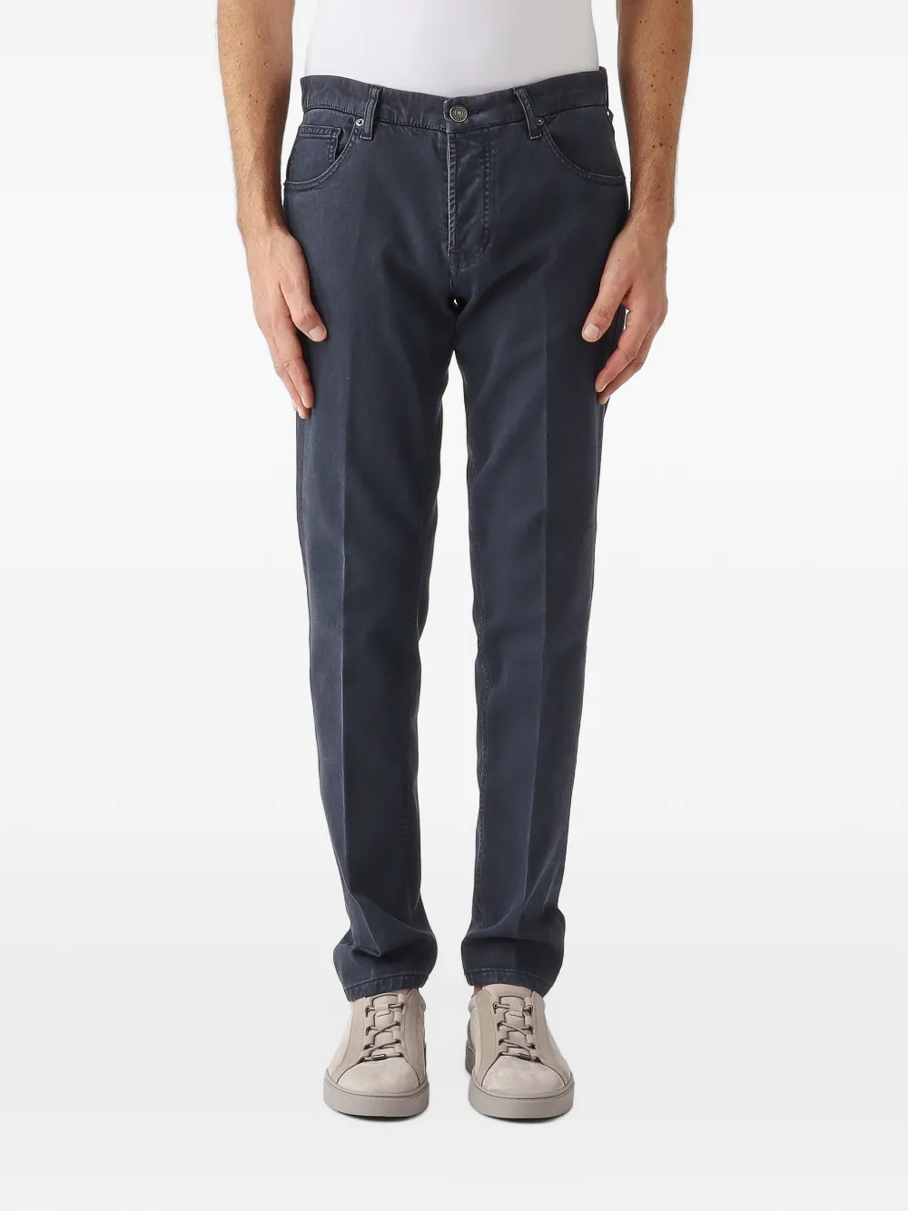 Michael coal David pressed-crease slim-fit trousers Blauw