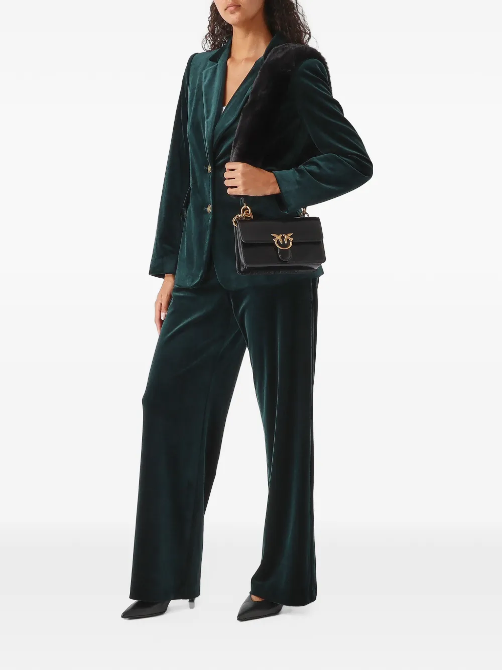 Nenette Briatico velvet single-breasted blazer Groen