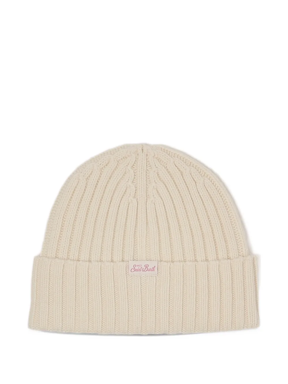 MC2 Saint Barth embroidered ribbed beanie hat Beige