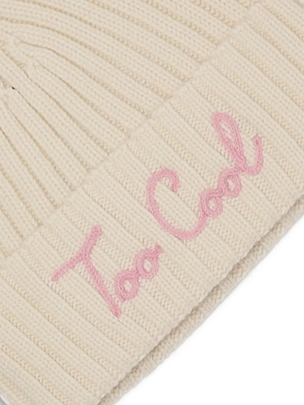 MC2 Saint Barth embroidered ribbed beanie hat Beige