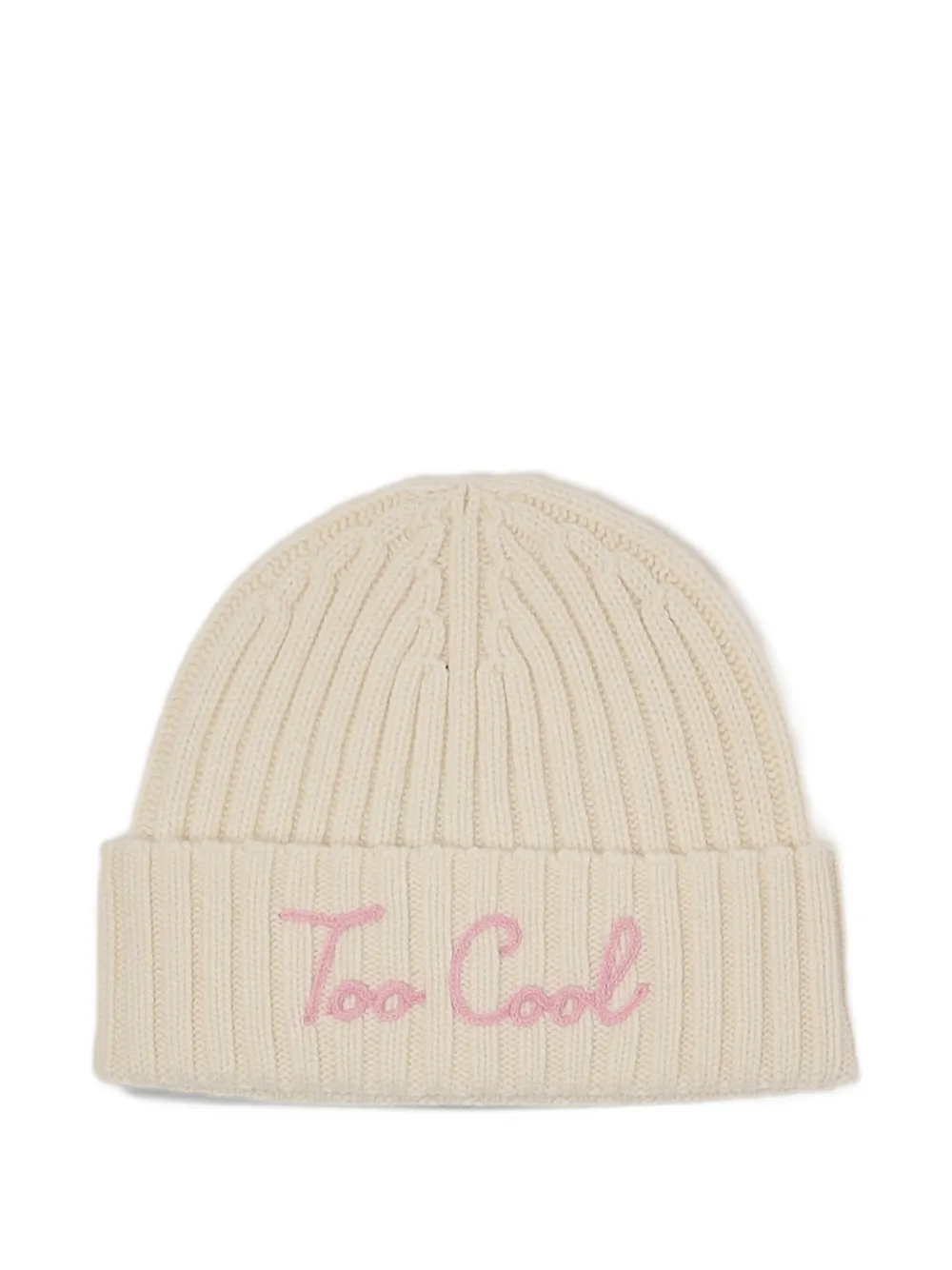 MC2 Saint Barth embroidered ribbed beanie hat Beige