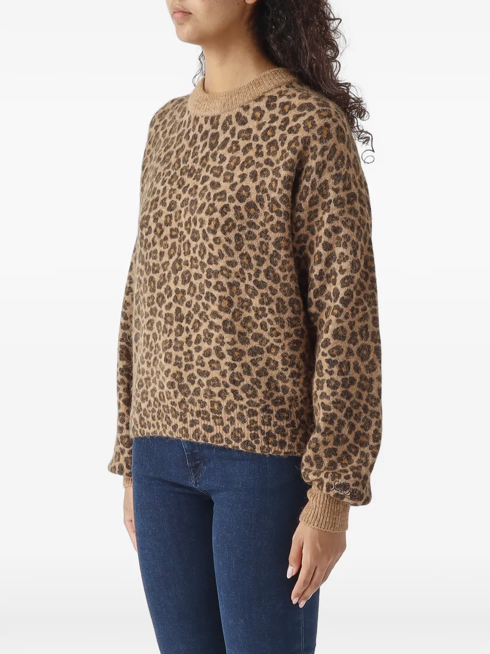 MC2 Saint Barth leopard-print crew-neck sweater Beige