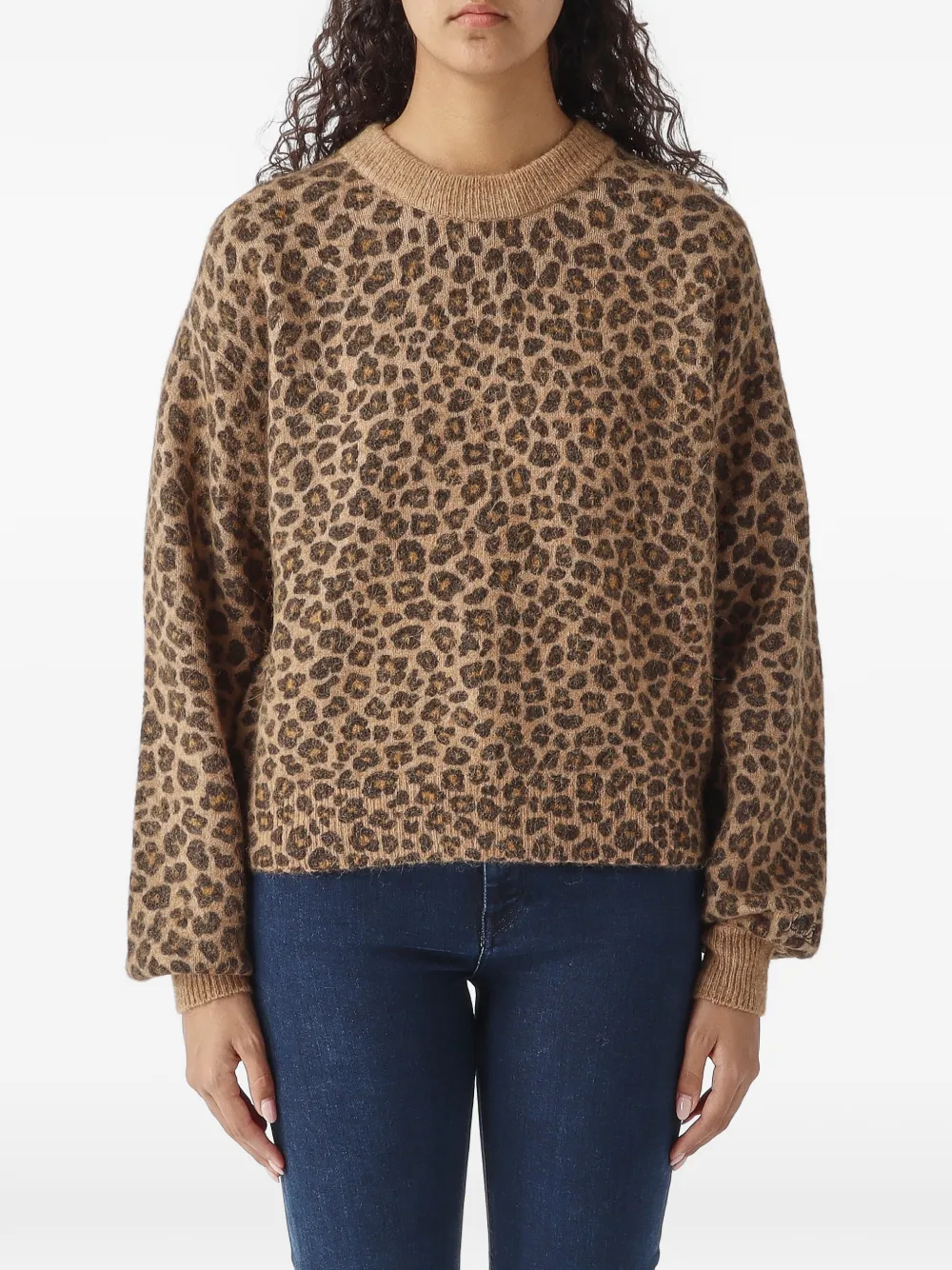 MC2 Saint Barth leopard-print crew-neck sweater Beige