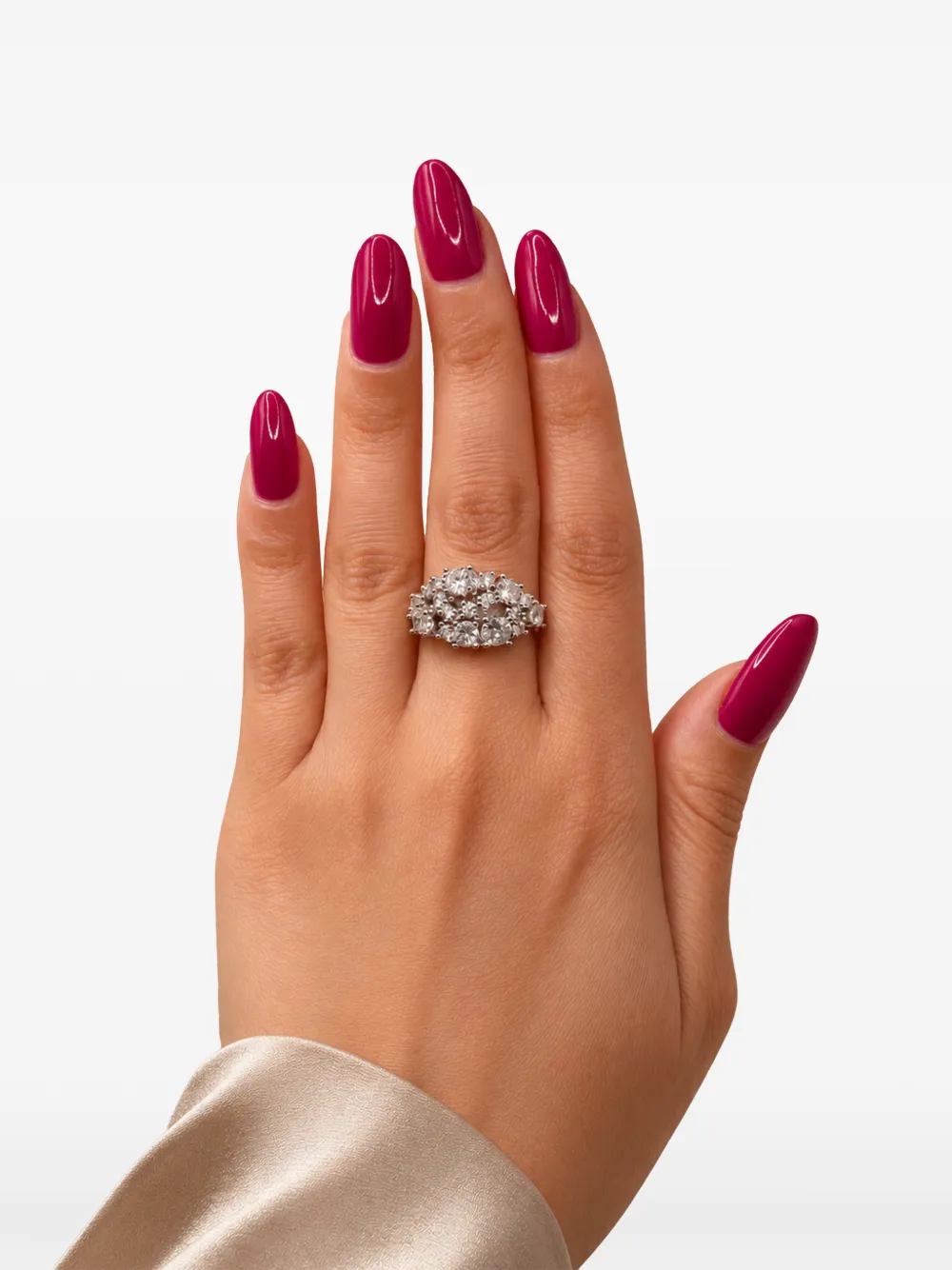 HZMER JEWELLERY Sheesh Mahal Ring - Argento