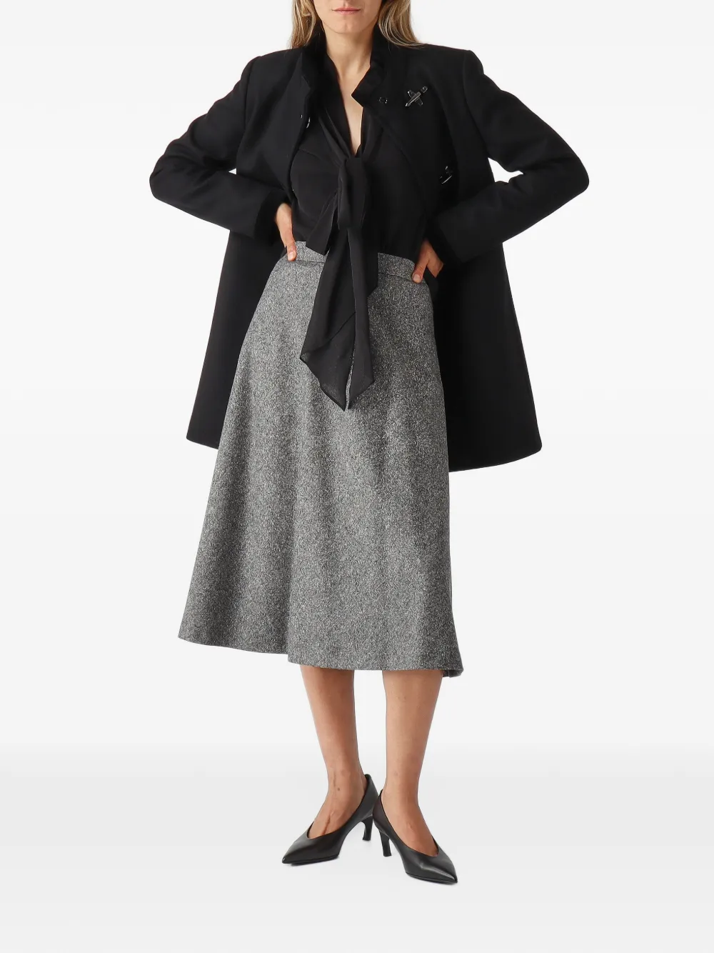 Fay Virginia hook-fastening high-neck coat Zwart