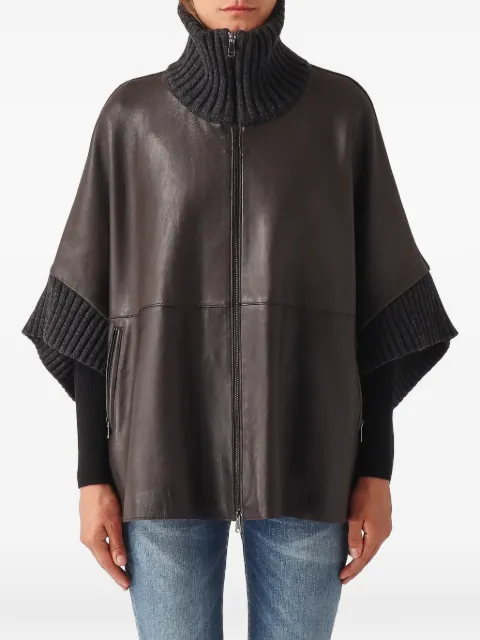 The Jackie Leathers ribbed-knit panelled leather jacket