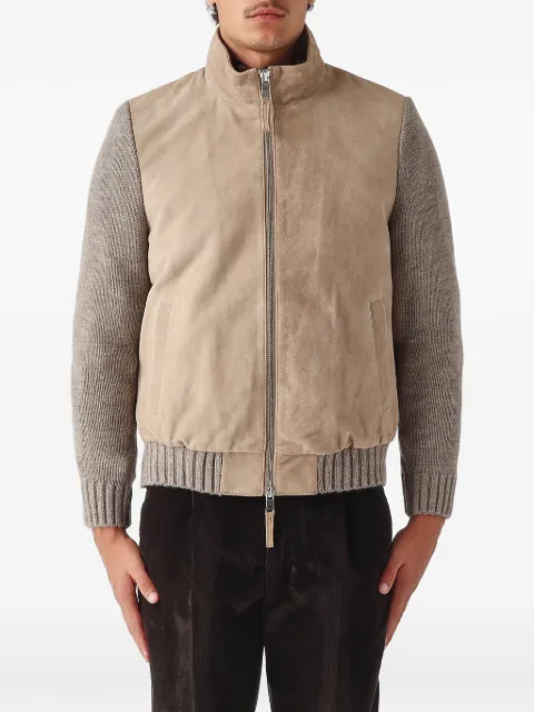 THE JACK LEATHERS Flavio suede-panelled knitted jacket