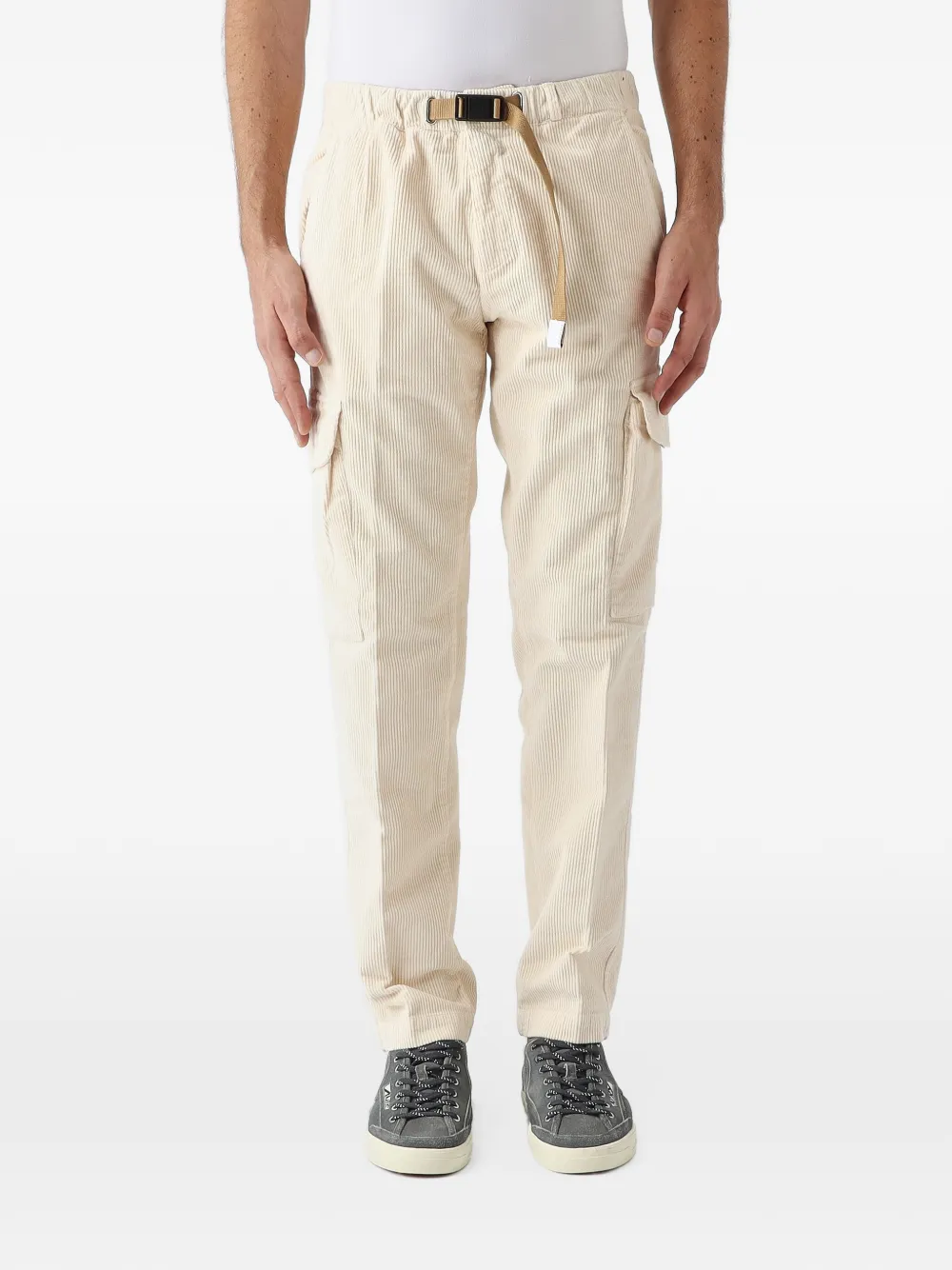 White Sand Bruce corduroy belted cargo pants Beige
