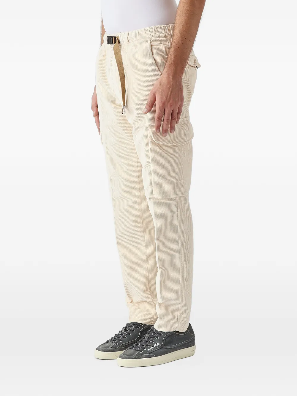 White Sand Bruce corduroy belted cargo pants Beige
