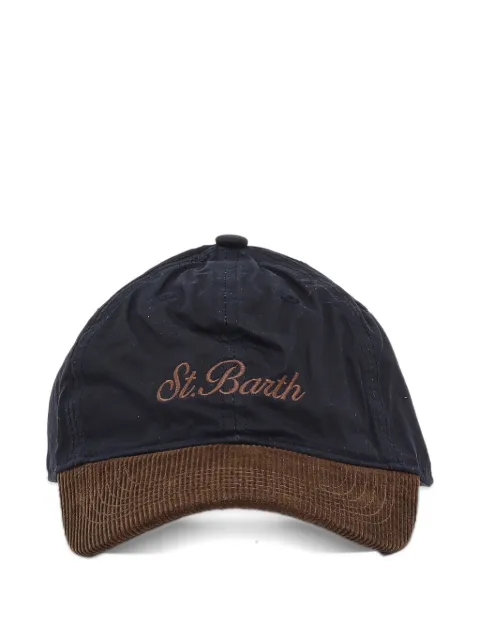 MC2 Saint Barth navy blue baseball waxed corduroy cap with logo embroidery