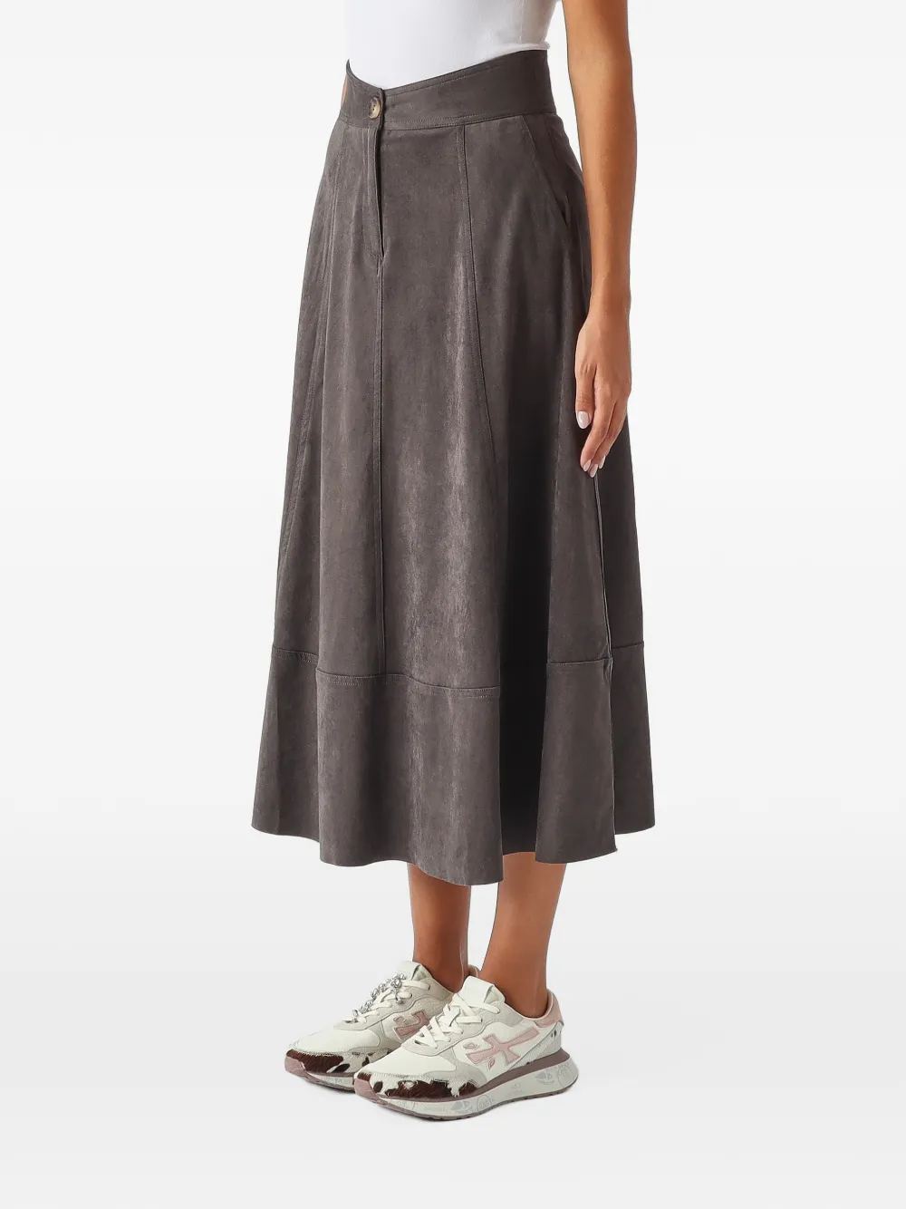 Nenette Ginko paneled A-line midi skirt - Gris