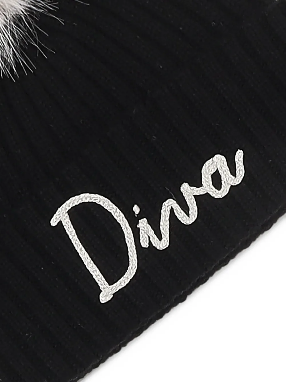 MC2 Saint Barth black Wengen beanie with pompom and diva embroidery Zwart