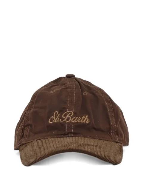 MC2 Saint Barth brown baseball waxed corduroy cap with logo embroidery