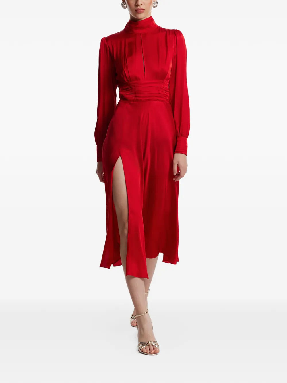 FRAMBOISE Dunya tied-waist midi dress - Rosso