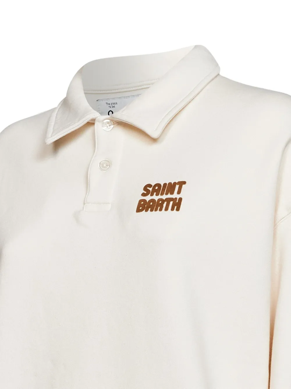MC2 Saint Barth Saint Barth logo-flock polo top Beige