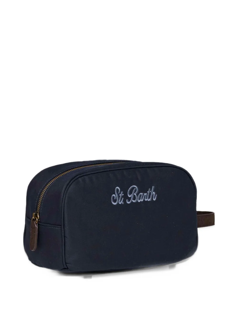 MC2 Saint Barth Westwood waxed beauty case with logo embroidered Blauw
