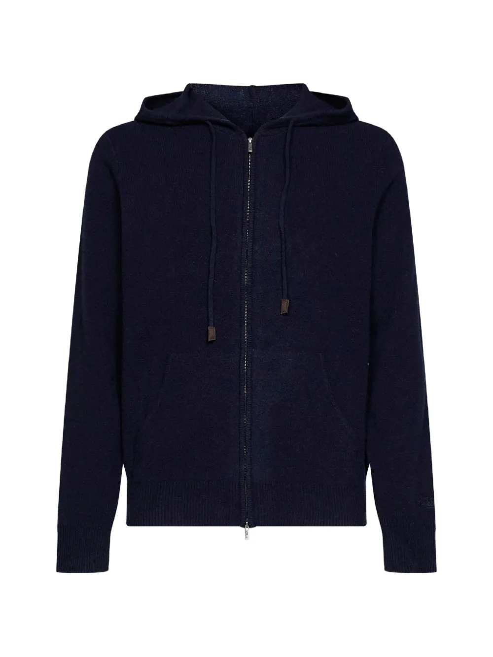 MC2 Saint Barth navy blue Notting lambswool hooded knit with full zip Blauw