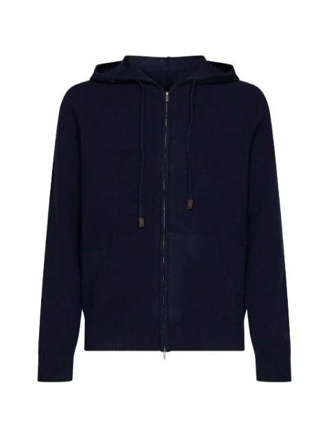 MC2 Saint Barth navy blue Notting lambswool hooded knit with full zip
