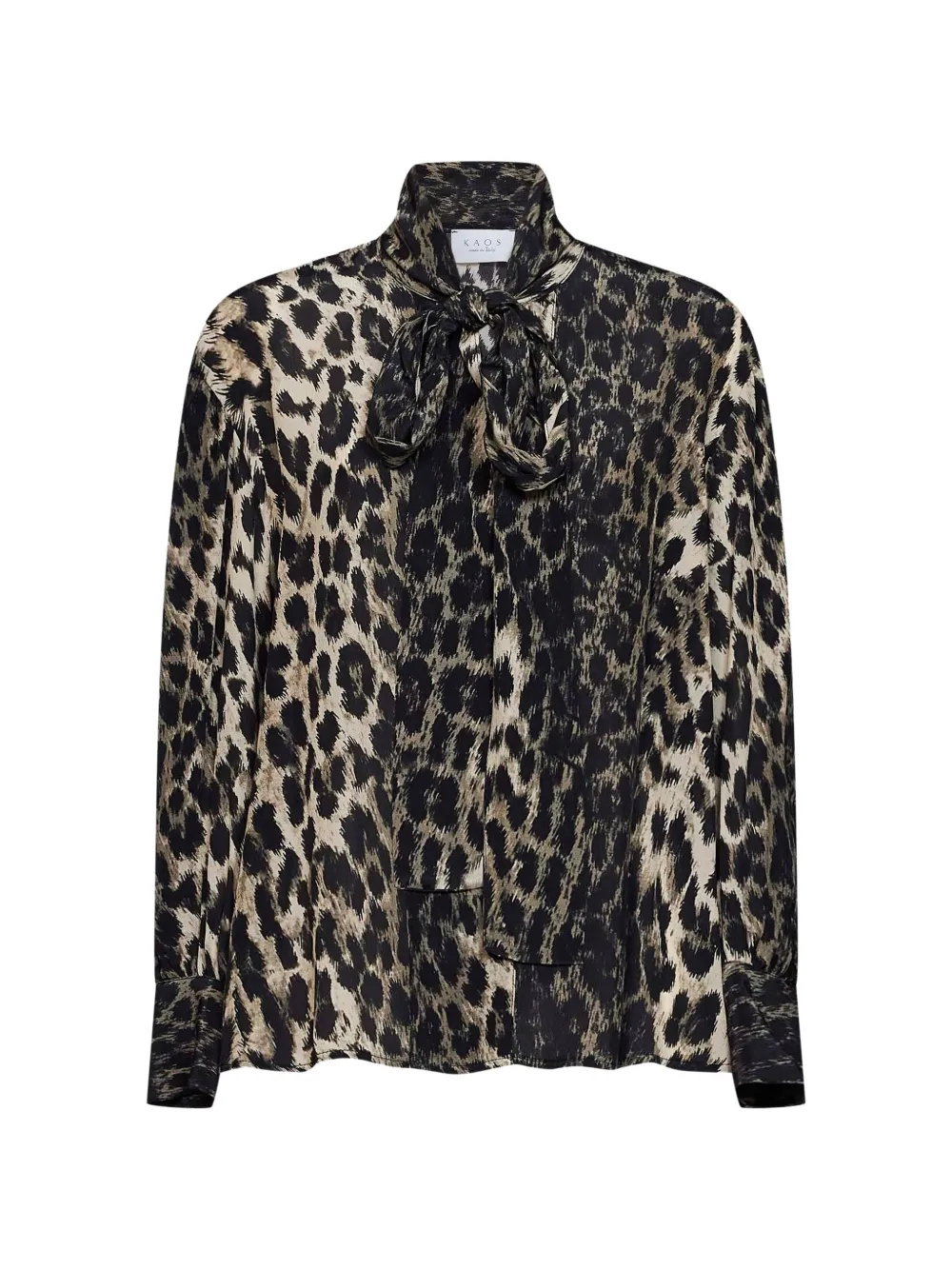 kaos leopard-print pussy-bow blouse - Verde