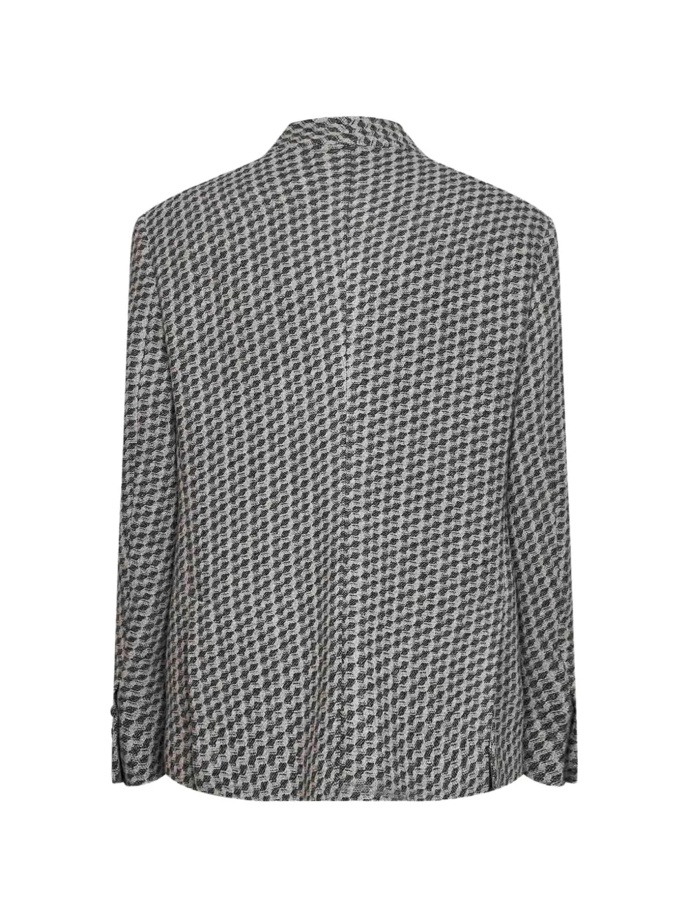 Giorgio Armani houndstooth-jacquard single-breasted blazer Grijs