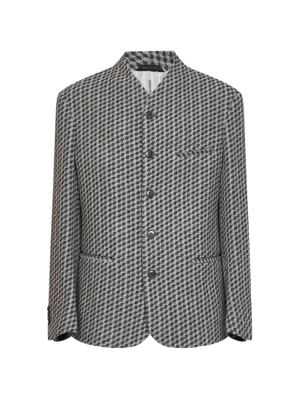 Giorgio Armani houndstooth-jacquard single-breasted blazer Grijs