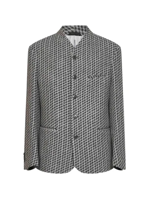 Giorgio Armani houndstooth-jacquard single-breasted blazer