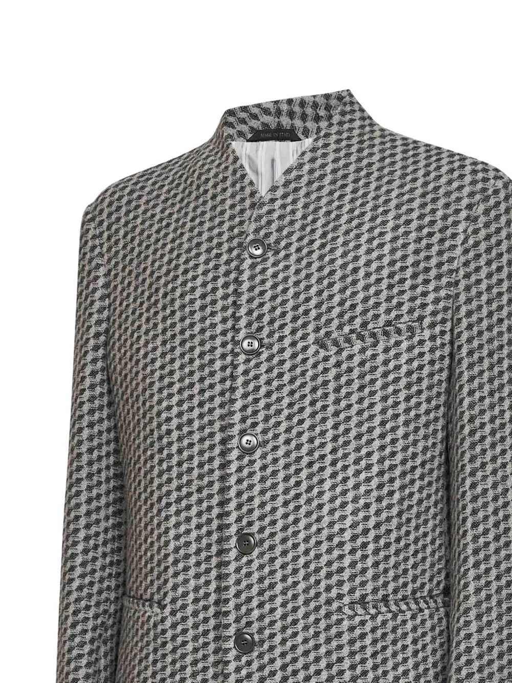 Giorgio Armani houndstooth-jacquard single-breasted blazer Grijs