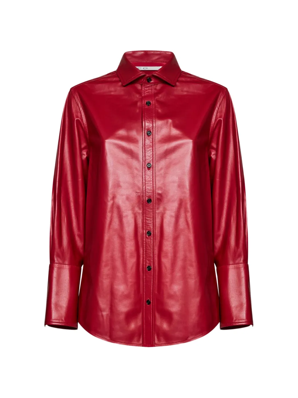 Co leather pleated-back shirt - Rosso