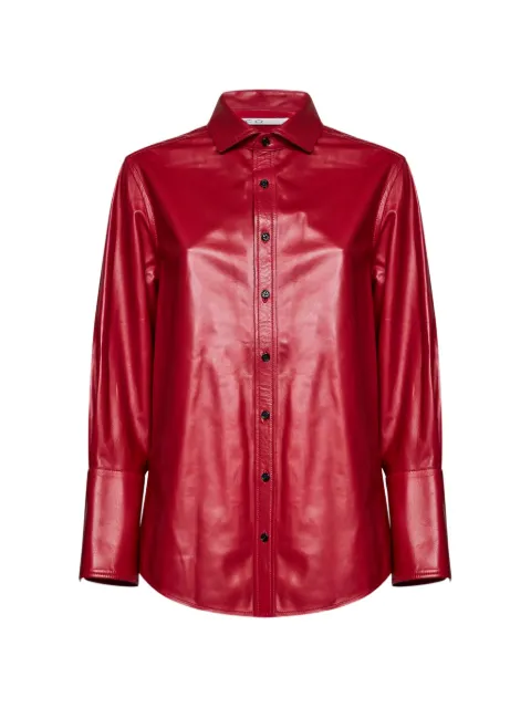 Co leather pleated-back shirt