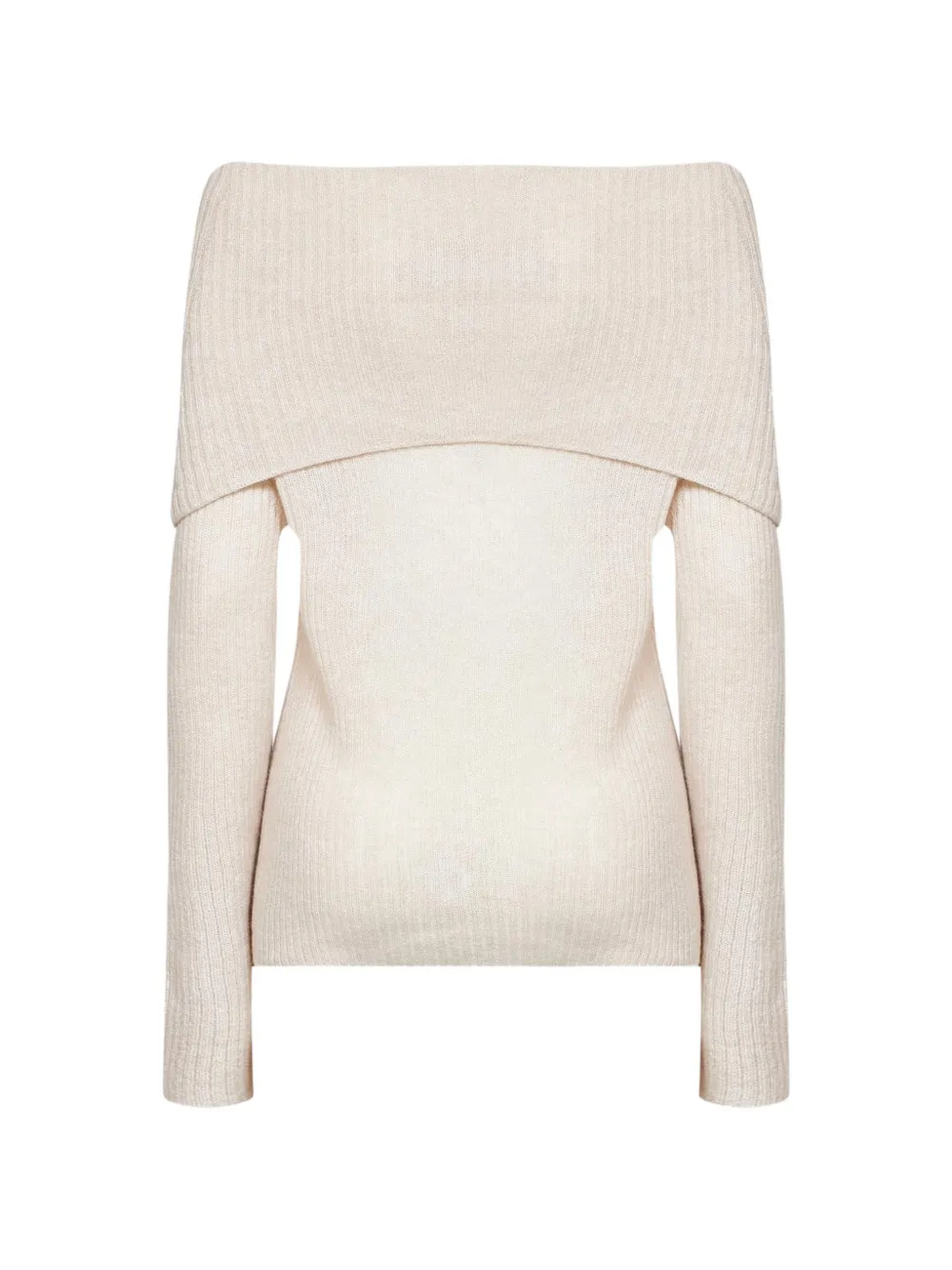 Blanca Vita off-the-shoulder ribbed-knit sweater Beige