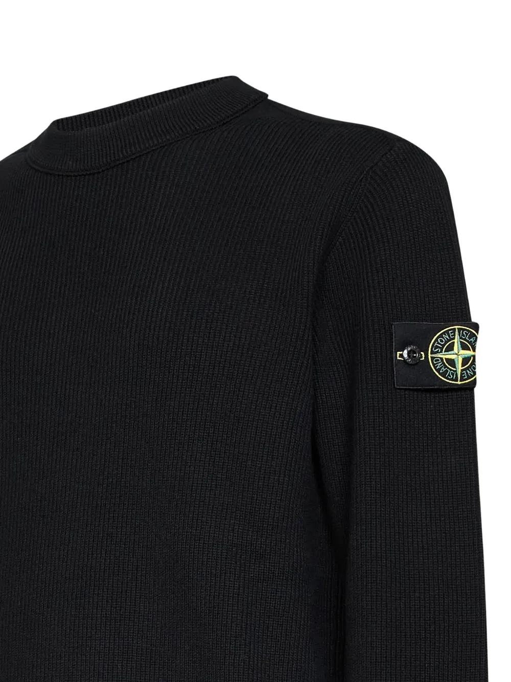 Stone Island ribbed-knit logo-patch sweater Zwart
