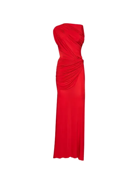 Alex Perry gathered asymmetric-neck maxi dress