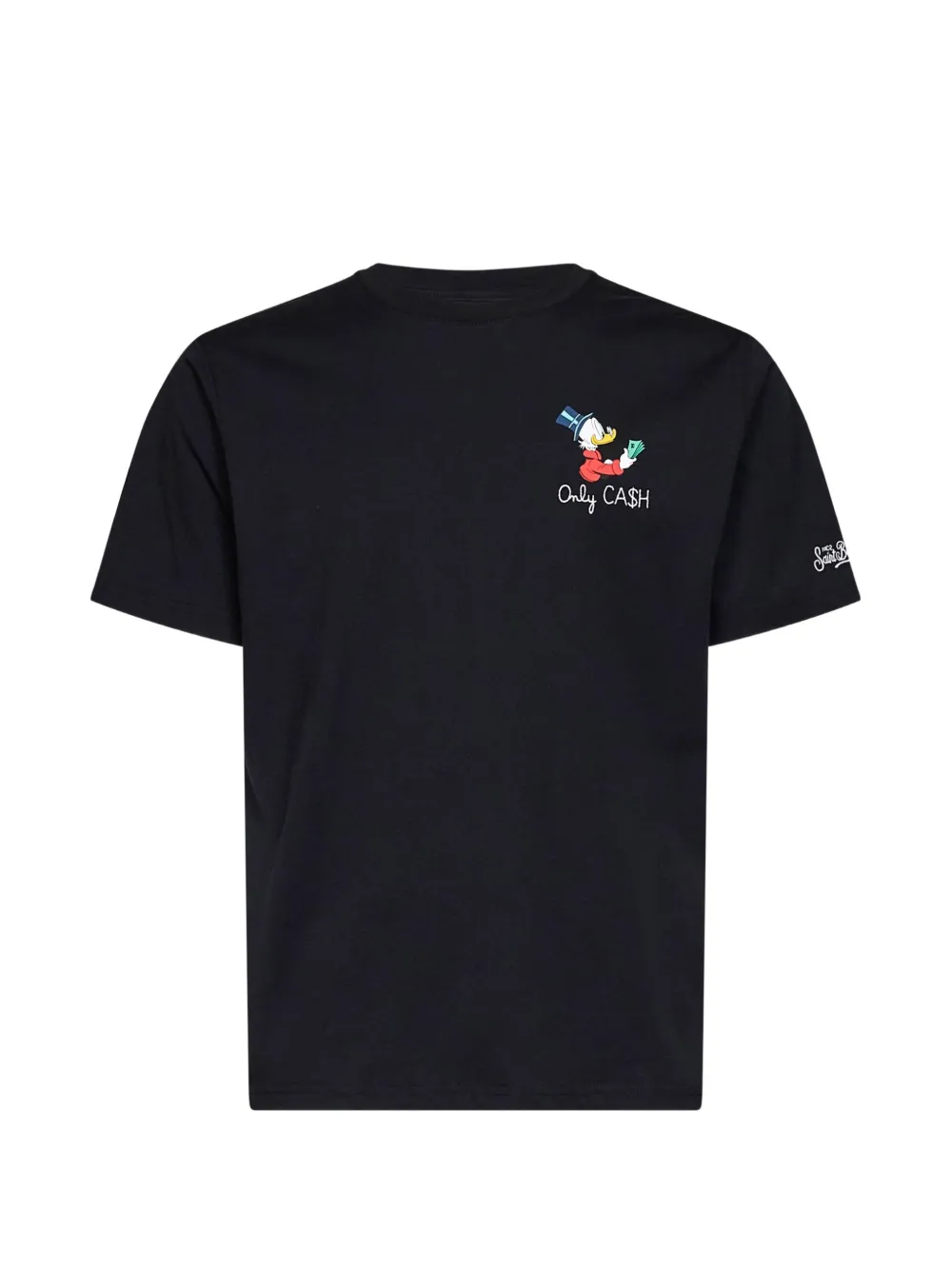 MC2 Saint Barth black Arnott cotton t-shirt with Only Cash embroidery | Special edition Zwart