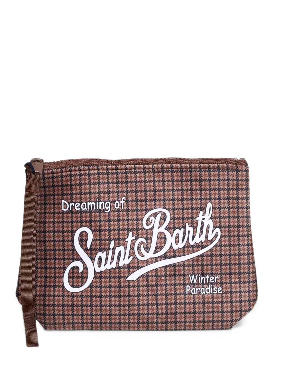 MC2 Saint Barth Aline houndstooth-print Saint Barth clutch bag Bruin