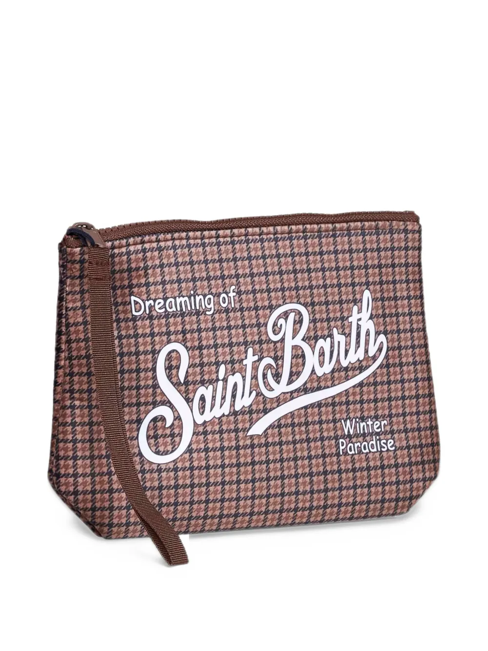 MC2 Saint Barth Aline houndstooth-print Saint Barth clutch bag Bruin